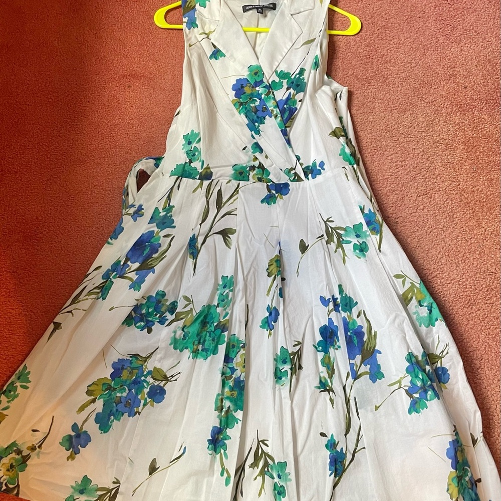 Jones New York floral sleeveless cotton dress size 16